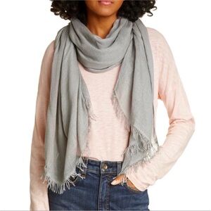 RAG & BONE Buckley Gray Scarf/Wrap Fringe Edges Soft & Large